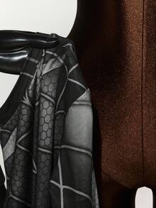 Y2K Amplova 女式蜘蛛印花长袖立领紧身衣，深色时尚风格女式紧身衣万圣节紧身衣蜘蛛网紧身衣 - 黑色 - 查看 8