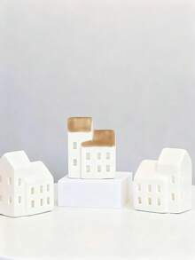 Cirelle 1 件白色陶瓷圣诞村房屋、圣诞村小雕像套装、圣诞屋、白色瓷器村庄城镇房屋、圣诞小镇场景桌面摆件 - 白色 - 查看 4