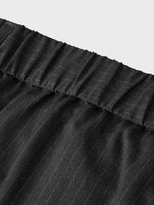 EASEVO Calças largas listradas masculinas plus size para uso diário, outono - Cinza escuro - Ver 7