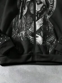 PAVTROS Áo nỉ có mũ trùm đầu in chữ mùa thu có khóa kéo phía trước dành cho nam - Nhiều màu - Xem 5