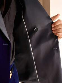 Mainfolk Men's Fashionable Commuter Contrast Color Lapel Blazer, For Fall Winter - Blue - View 5
