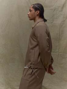 Musero Boxy Tailored Zip Through Harrington Jacket Elasticated Cuffs Jacket Fall SUMMER SPRING - Khaki - View 5