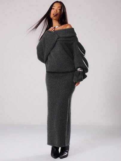 MUSERA Knit Off The Shoulder Maxi Sweater Dress Spring Y2K 90's Casual Cute Holiday Summer Festival Fall Autumn Winter Everyday  Evening Party Elegant