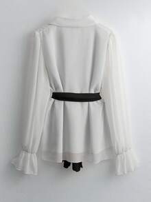 GlowEve Women's Dopamine Fashionable Rejuvenating Long Sleeve Shirt And Pants 2 Pieces Set - Black - View 2