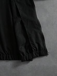 PAVTROS Men's Letter Print Hooded Zip-Up Jacket And Contrast Trim Pants Set Men 2 Pieces Set Men Street Wear Sets Men Tracksuit Set Jogging Suits Men Jogging Set,Windbreaker/Outdoor Windbreaker,Parka,Streetwear,Jogging, Jogging Set Tracksuit Set Men Street Wear Sets 2 Pieces Set, Fall Clothes - Black - View 11