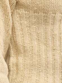 MUSERA Chunky Knit Roll Neck Cinched Sweater Elegant Winter Work Cute Evening - Cream - View 6