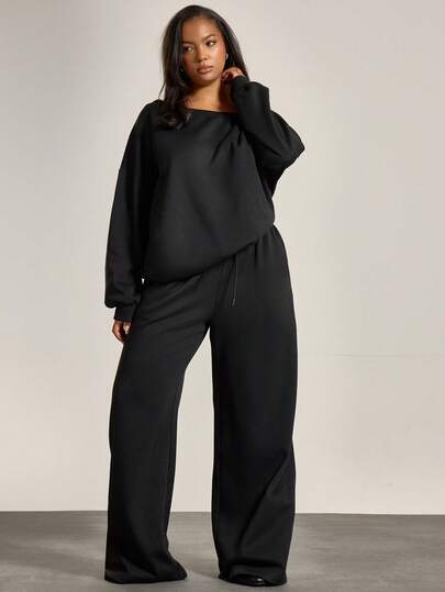 MUSERA Pantalones de chándal con cintura elástica y cordón, pierna ancha, para invierno, chica cool, acogedor, para uso diario