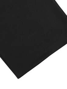 Claim Dot 男士高腰裤，双腰带环设计，宽松裤男士百慕大短裤正装裤宽松时尚百搭直筒裤，送给男朋友或丈夫的绝佳礼物黑色裤子宽松黑色裤子高腰裤阔腿裤黑色正装裤 - 黑色 - 查看 7