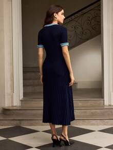 ZEYLAH 秋冬香风收腰长裙 - 藏蓝色 - 查看 3