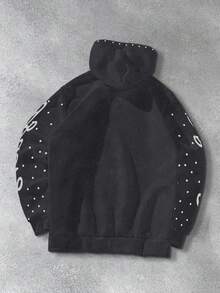 Manfinity Roughcore Manfinity Streetrush Men's Rhinestone Embellished Hoodie Sweatshirt, Hoodie Jesus, Graphic Design Hoodie Men, Men's Hoodies, Fall