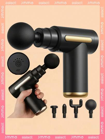 JMMO Pistola da massaggio portatile per il corpo, con schermo touch LED, regolazione della velocità, ricaricabile e 4 teste di massaggio intercambiabili - Massaggiatore muscolare - Strumento di percussione elettrico multifunzionale di qualità professionale per spalle, collo, vita e schiena, idea regalo unica, cool e adatta a uomini e donne