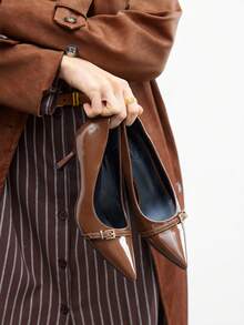 CUCCOO BIZCHIC Coffee Color Women's High Heel Pumps, Sexy Stiletto Pointed Toe Shoes For Outdoor, Commute, Party, Banquet For Christmas Spring Shoes - Coffee Brown - View 5