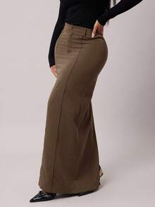 Radiana Falda recta elegante y minimalista de ajuste ceñido en color gris vintage, versátil para el uso diario