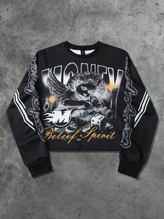 Street Life Men's Crew Neck Long Sleeve Creative Pattern Casual Loose Pullover Sweatshirt