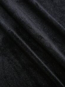 Sweetra Women's Sexy Elegant Fashion Backless Velvet Bodycon Dress With Metal Buckle Decor - Black - View 5