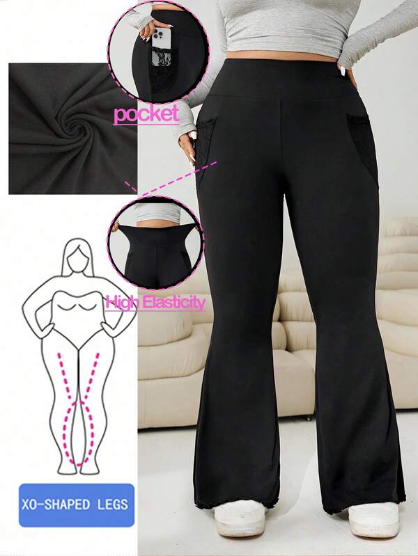 Solflare Pantalones acampanados de unicolor informales de talla grande