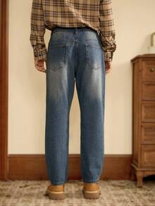 RivetRise Quần Jeans Nam Ống Thẳng Phong Cách Cổ Điển, Dáng Rộng, Thường Ngày, Có Túi - Rửa trung bình - Xem 7