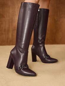 MOTF BOTAS ALTAS NEGRO ESTILO VINTAGE WESTERN CON CREMALLERA METÁLICA - Burdeos - Ver 5