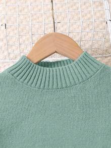 SHEIN Setelan Sweater dan Celana Rajut Warna Polos Hijau Muda Kasual Musim Gugur untuk Anak Perempuan Remaja, Pakaian Rajut Lengan Panjang Musim Dingin untuk Anak Perempuan, Setelan Dua Potong - Cadet Blue - View 3
