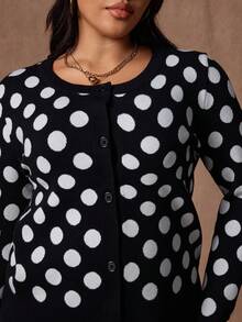 Rustia Áo khoác cardigan họa tiết chấm bi cỡ lớn, Thu/Đông - Nhiều màu - Xem 4