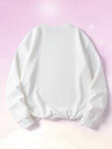 My Little Pony X SHEIN Men's Casual Cute Pony Print Crew Neck Sweatshirt, Autumn - White - View 2