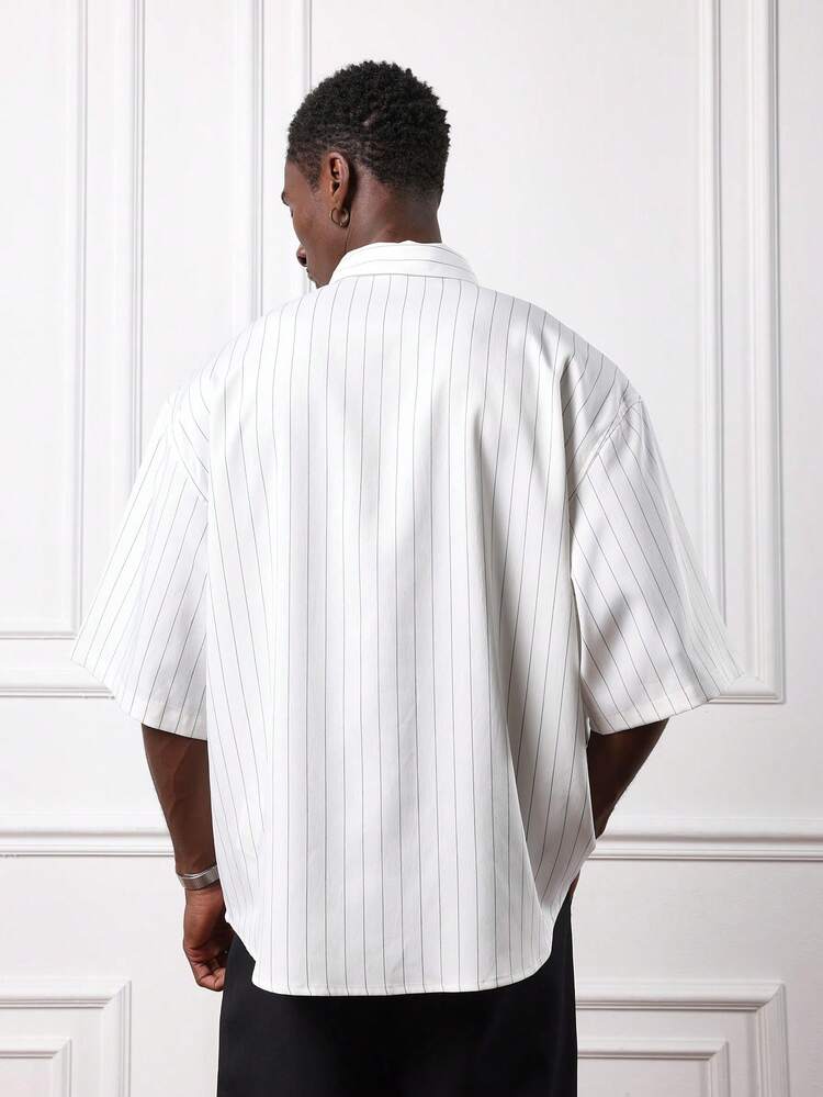 Striped Button Down Shirt With Logo