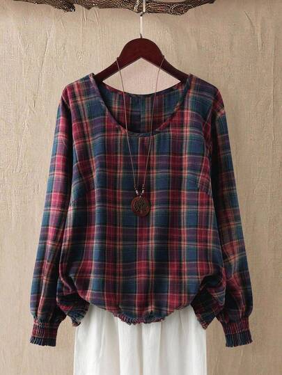 Linhara 加大码女式 V 领长袖 T 恤，适合通勤和休闲外出穿着