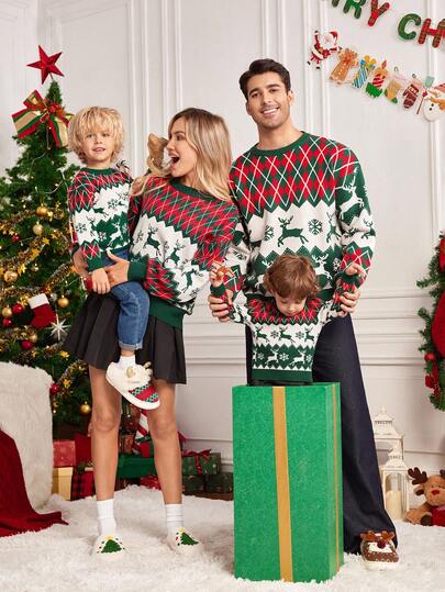 SHEIN LUNE Women's Christmas Colorblock Argyle Reindeer & Snowflake Pattern Sweater Winter Sweaters Matching Family Outfits Christmas Sweater Fall Clothes For Women Casual Airport For Women Fall Clothes For Women Autumn Clothes Fall Outfits For Women Autumn Outfits For Women Autumn Clothes For Women Women's Winter Clothes Winter Clothes Going Out Tops For Women Going Out Outfits Tops For Going Out Going Out Top Winter Clothes Winter Clothes For Women Women's Winter Sweater Women's Winter Clothes,Christmas