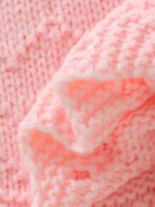 SHEIN 新生女婴粉色毛衣连体衣，吊带款式，绣花袜子设计，时尚优雅的连体衣 - 粉色 - 查看 8