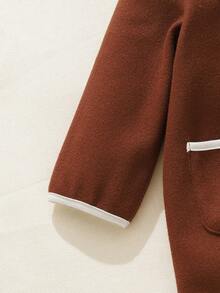 Souflis Souflis Jaket Mantel Anak Perempuan Kasual Modis Serbaguna Bergaya Retro Elegan dengan Warna Kontras, Cocok untuk Pemakaian Sehari-hari di Musim Gugur dan Musim Dingin - Coffee Brown - View 7