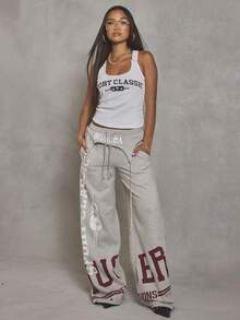 MUSERA Quần jogger ống rộng phối họa tiết, kiểu dáng cá tính, phong cách đường phố thường ngày, mùa thu 1997, phong cách thường ngày, mùa hè. - Nhiều màu - Xem 4