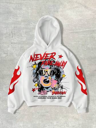 Street Life Sudadera con capucha casual para hombres con estampado gráfico de eslogan, para otoño/invierno, de manga larga