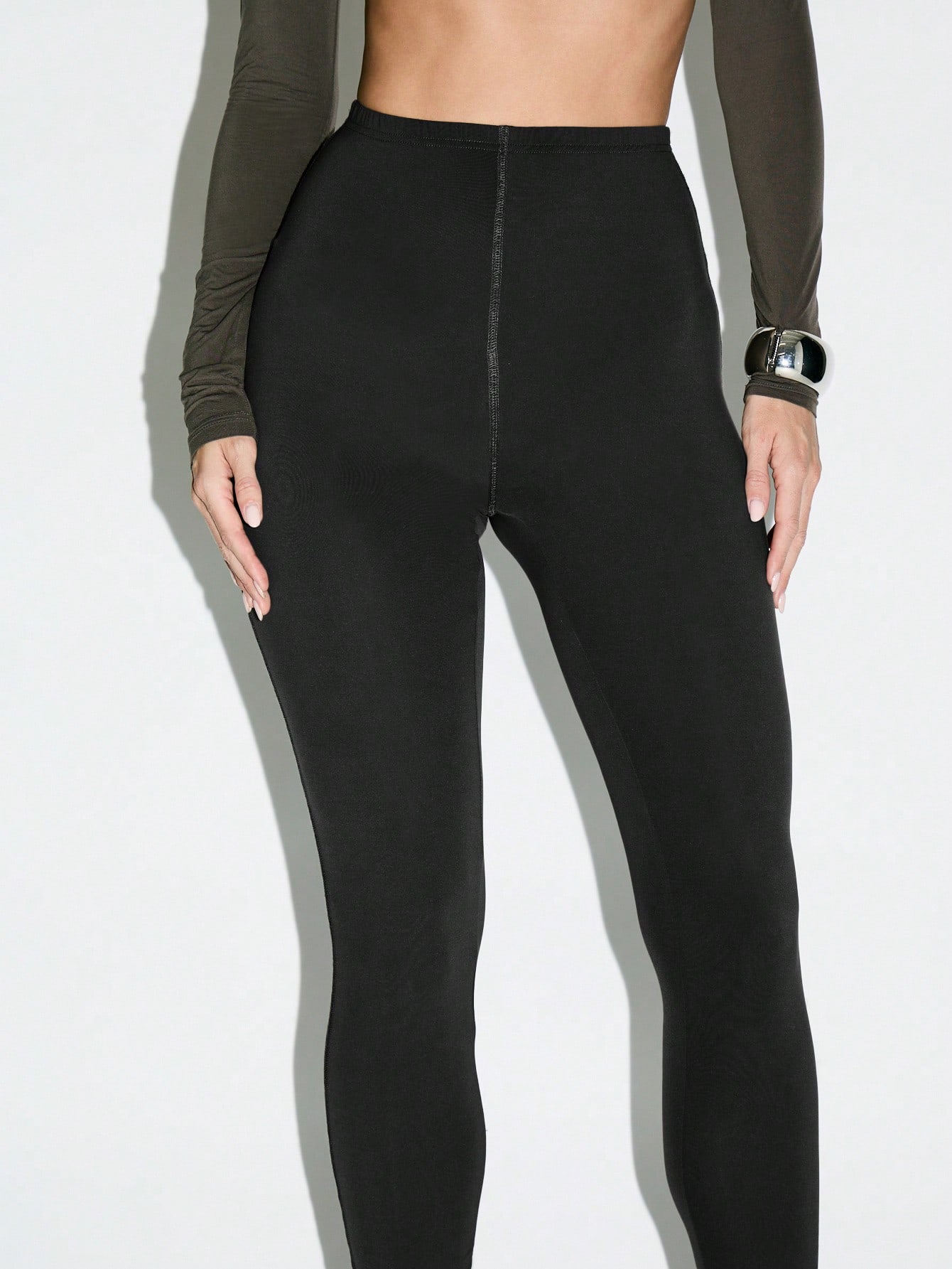 KIZN High Waisted Leggings With Front Zipper