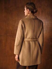 MOTF PREMIUM WOOL CONTRAST PU LEATHER OVERCOAT - Khaki - View 4