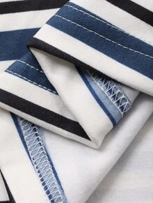 DAZY Women's Casual Cotton Striped Short Sleeve T-Shirt - Blue - View 7