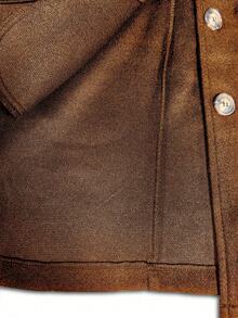 EMERY ROSE Black Lapel Button Decor Waist Cinched Mid-Length Women Overcoat Winter - Brown - View 6