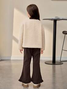 Set da ragazza giovane composto da giacca casual con decorazione a farfalla, t-shirt con collo alto e pantaloni a zampa, adatto per l'autunno/inverno - Multicolore - Visualizzare 2