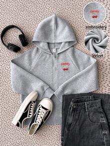 SHEIN 少女灰色纯色连帽卫衣，舒适保暖，适合秋冬季日常穿着、街头风、居家穿着，也适合新年、日常穿着、庆祝活动以及秋冬季节，轻松舒适，可叠穿，时尚百搭。 - 灰色 - 查看 4