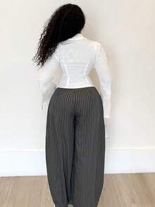 Alexandranx Women V-Neck Ruffle Flared Sleeve Blouse, Waist Cinched,Black Long Sleeve Shirt,Witchy Clothes,Button Down Blouse,Concert Women ,Clothes,Airport Women - White - View 2