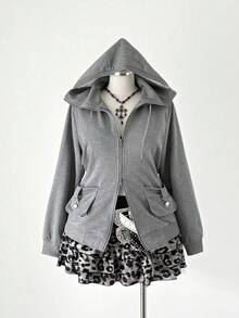 Sunspun Plus Size Women Gray Knit Casual Jacket - Grey - View 7