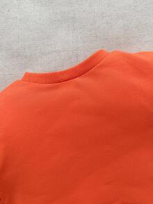 Blossori Kleine Mädchen Lässig Pullover mit Kürbis-Buchstaben-Stickerei, Rundhalsausschnitt, Langarm - Orange - Übersicht 3
