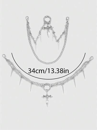 Goth 2 pièces Style gothique punk Décoration de chaussure à rivets sombres et chaîne d'épines DIY, ajoute une ambiance mystérieuse à vos chaussures, convient aux femmes et aux hommes - Compact, délicat, article de mode multifonctionnel, décoration de chaussures d'Halloween pour créer l'ambiance