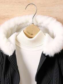 Sparklyn 少女纹理长袖连帽休闲夹克，秋冬 - 深灰色 - 查看 5