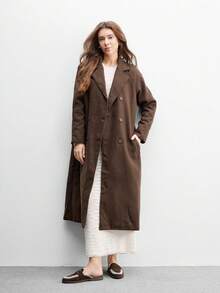 CUCCOO BIZCHIC 女士时尚咖啡色绒面舒适一脚蹬平底穆勒鞋，适合通勤、户外、工作、日常穿着，百搭 - 咖啡棕 - 查看 10
