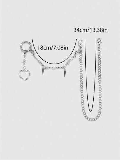 Goth 2 pièces Décorations de chaussures style gothique punk, chaîne en forme de cœur avec épines sombres, ajoutent une ambiance mystérieuse à vos chaussures, convient aux femmes et aux hommes - compact, délicat, article de mode multifonctionnel, décoration de chaussures et de bottes pour Halloween et les fêtes