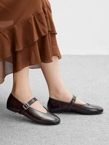 CUCCOO BIZCHIC Women's Fashion Commuter Versatile Casual Mary Jane Flat Shoes For Christmas Spring Shoes - Coffee Brown - View 5