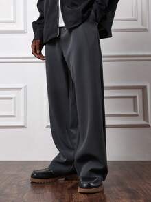 SUMWON Wide Leg Tailoring Pants With Pocket Detail Professional Office Formal Wear Plain - Dark Grey - View 4