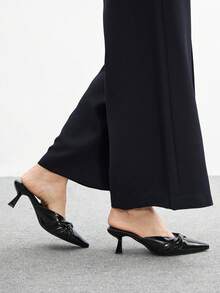 CUCCOO BIZCHIC Classic Apricot Color Backless High Heel Pumps For Women - Black - View 5
