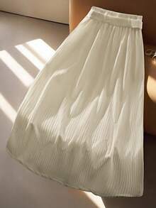 GlowEve CURVE Falda elegante y versátil de talle alto para mujer de talla grande - Albaricoque - Ver 2