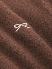 DAZY Nuevo suéter de punto con lazo bordado para mujer, otoño - Café integral - Ver 6